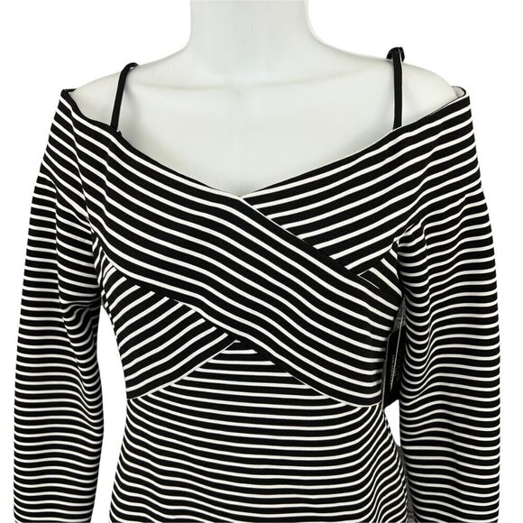 Guess Black Ribbed Off The Shoulder Dress With Removable Straps - Picture 2 of 9